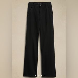 NWT Banana Republic Luxe high-rise wide leg jeans black 16 33 Tall